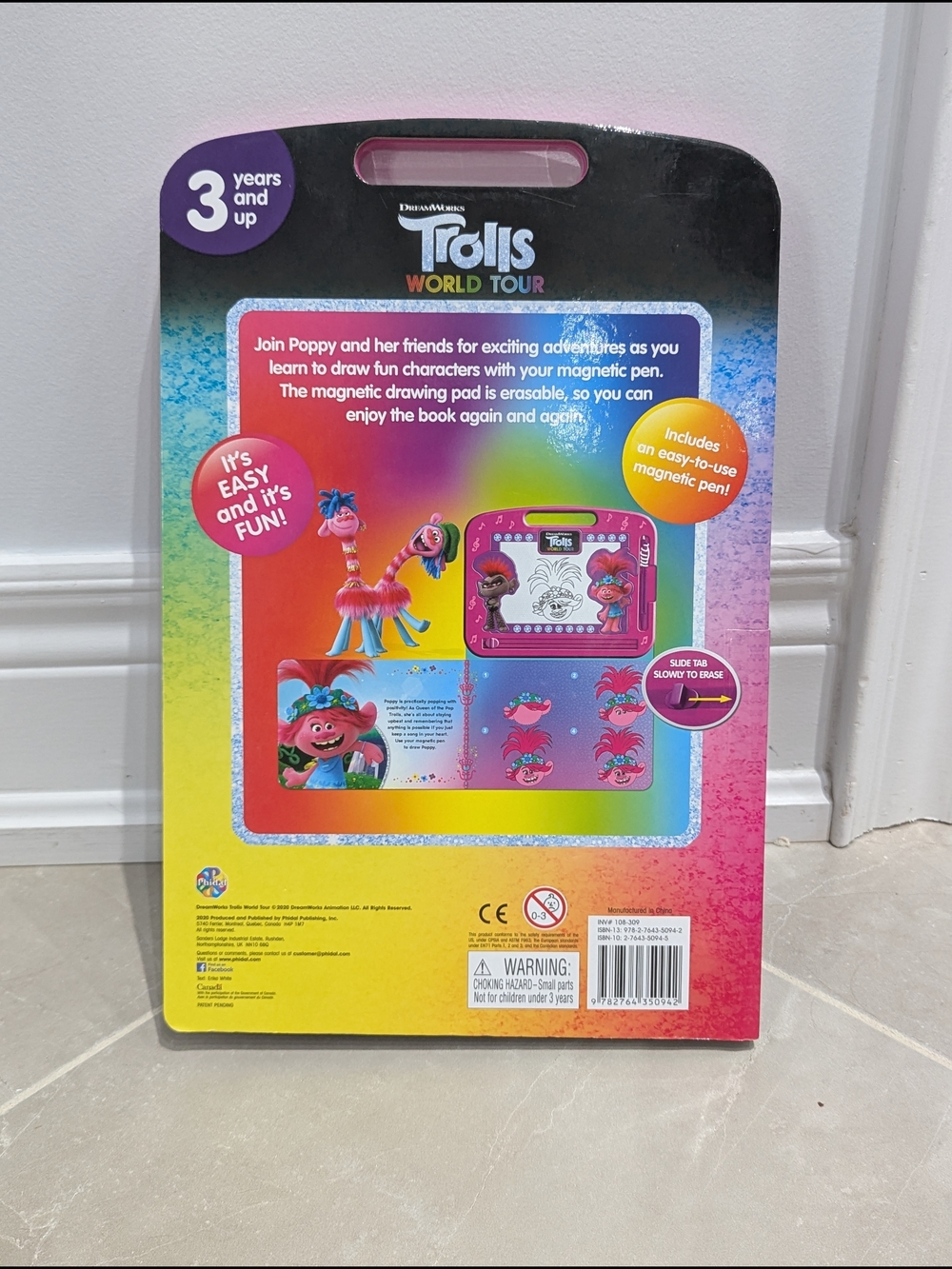 2/$35 DreamWorks Trolls World Tour Magnetic Doodle Board - Pink - Picture 3 of 3